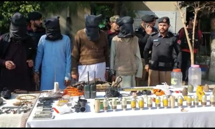 Swabi police has arrested four militants in an operation and recovered huge arms from their possession.